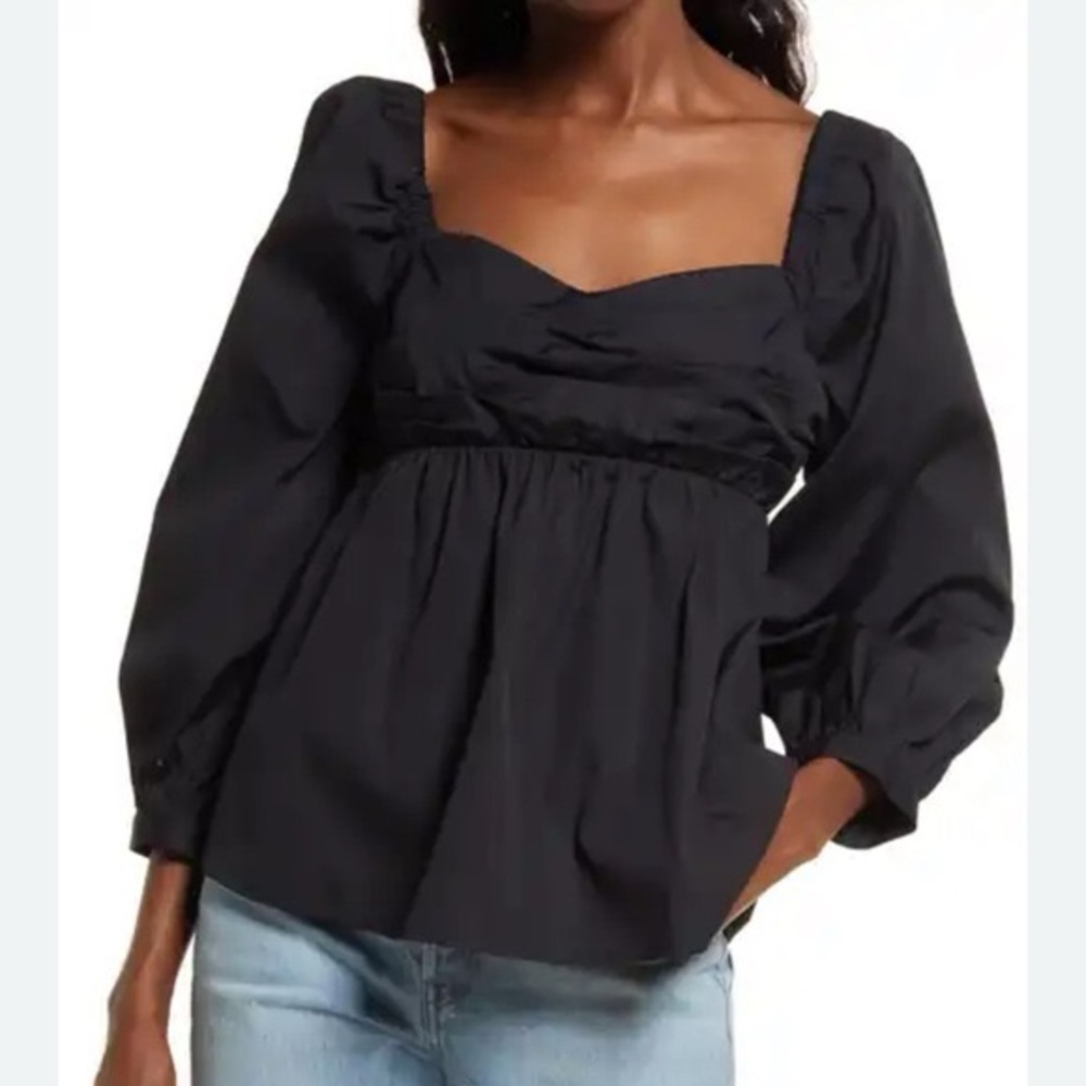 Black Open Edit Babydoll top
